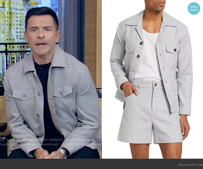 Ernest W. Baker Denim Boucle Jacket worn by Mark Consuelos on Live with Kelly and Mark