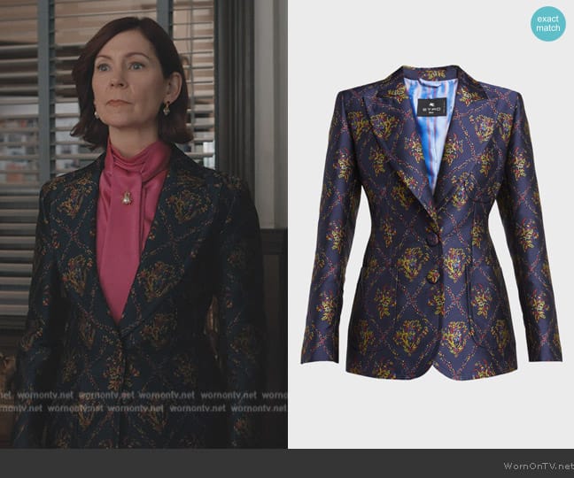 Etro Micor Floral Jacquard Blazer Jacket worn by Elsbeth Tascioni (Carrie Preston) on Elsbeth