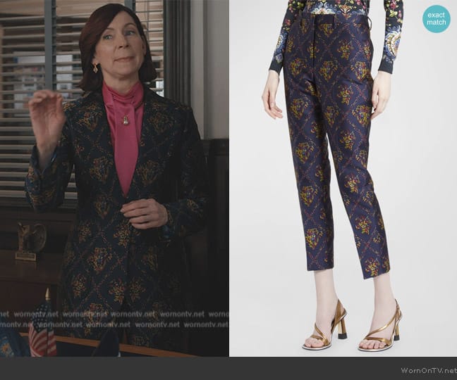 Etro Micor Floral Jacquard Pants worn by Elsbeth Tascioni (Carrie Preston) on Elsbeth