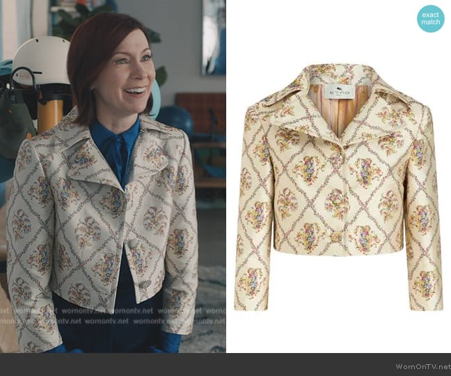 Etro Floral-pattern jacquard fitted jacket worn by Elsbeth Tascioni (Carrie Preston) on Elsbeth