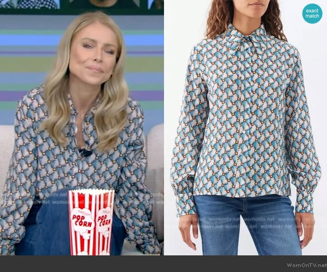 Etro Floral Print Silk Shirt worn by Kelly Ripa on Live with Kelly and Mark