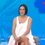 Eva Chen’s white sleeveless flare mini dress on Today