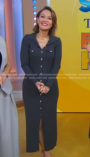 Eva’s grey button front ribbed dress on Good Morning America