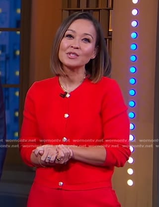 Eva's red cardigan on Good Morning America