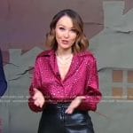 Eva’s red printed silk blouse on Good Morning America