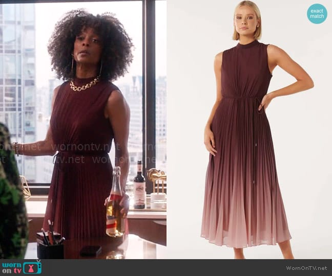 Ever New Phillipa Pleated Midi Dress worn by Beverly Crest (Leslie Silva) on So Help Me Todd