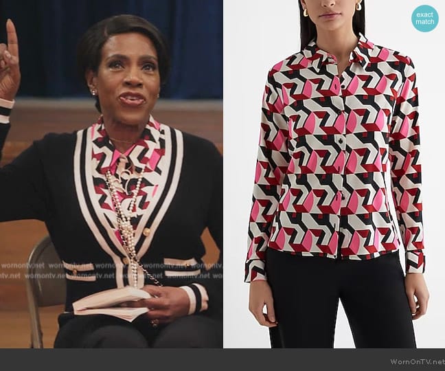 Express Relaxed Printed Portofino Shirt worn by Barbara Howard (Sheryl Lee Ralph) on Abbott Elementary