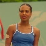 Faran’s blue tank top with white trim on Pretty Little Liars Original Sin