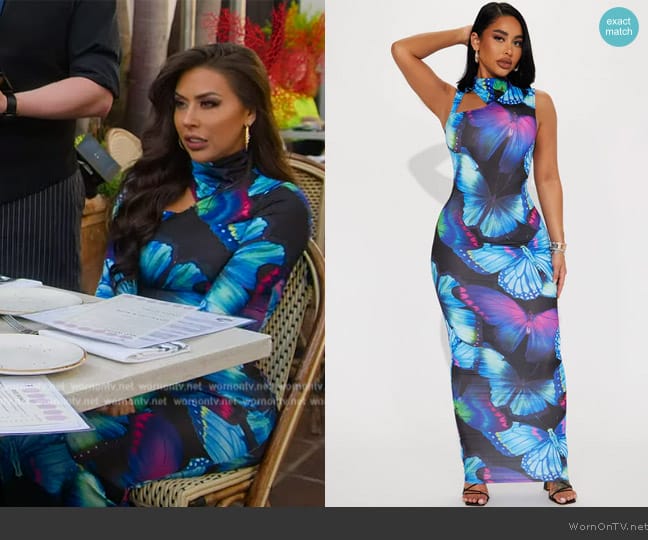 Fashion Nova Give Me Butterflies Sleeveless Maxi Dress worn by Kayla Carmona (Kayla Carmona) on Selling the OC