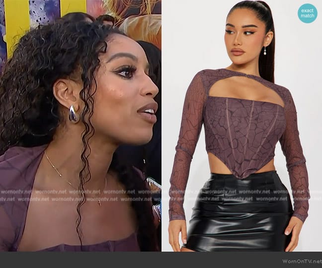 Fashion Nova Annita Mesh Corset Top worn by Francesca Amiker on E! News