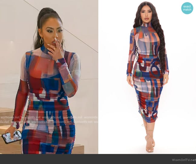 Fashion Nova Mesh It Up Ruched Midi Dress worn by Kayla Carmona (Kayla Carmona) on Selling the OC