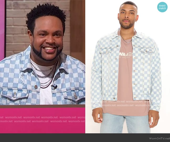 Fashion Nova Checkered Denim Jacket worn by Jawn Murray on Sherri