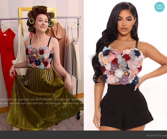 Fashion Nova Floral Ambitions Bustier Top worn by Lilly Rose on Access Hollywood