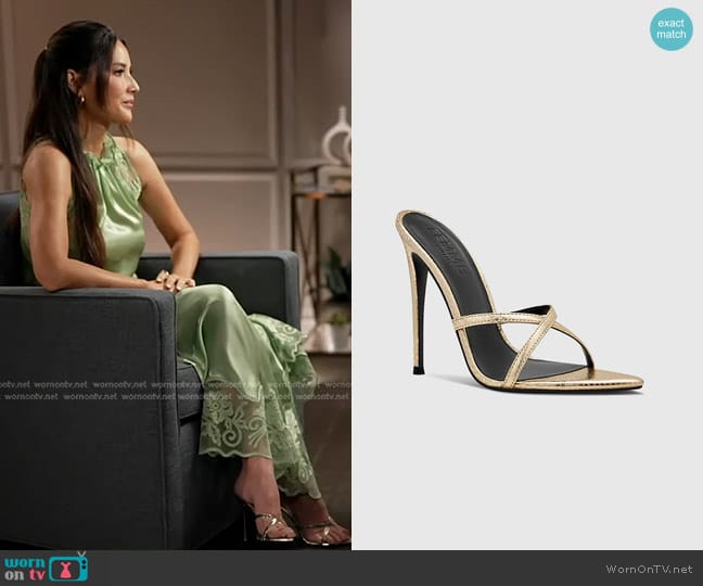 Femme Donatella Mule in Oro worn by Olivia Munn on Good Morning America