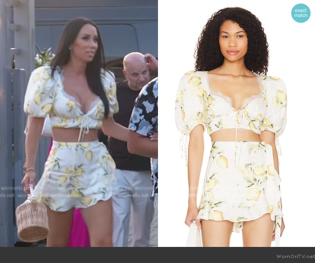 For Love & Lemons Alana Crop Top worn by  on The Real Housewives of New Jersey