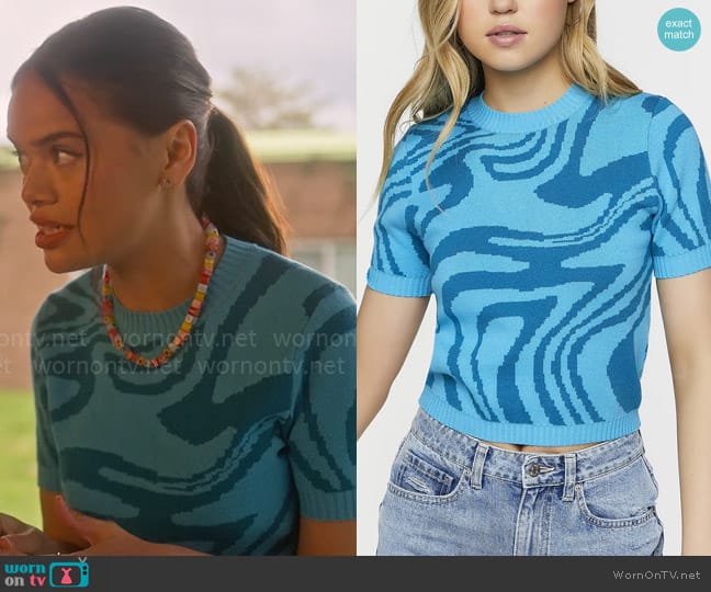 Forever 21 Abstract Print Sweater worn by Minnie 'Mouse' Honrada (Malia Pyles) on Pretty Little Liars Original Sin