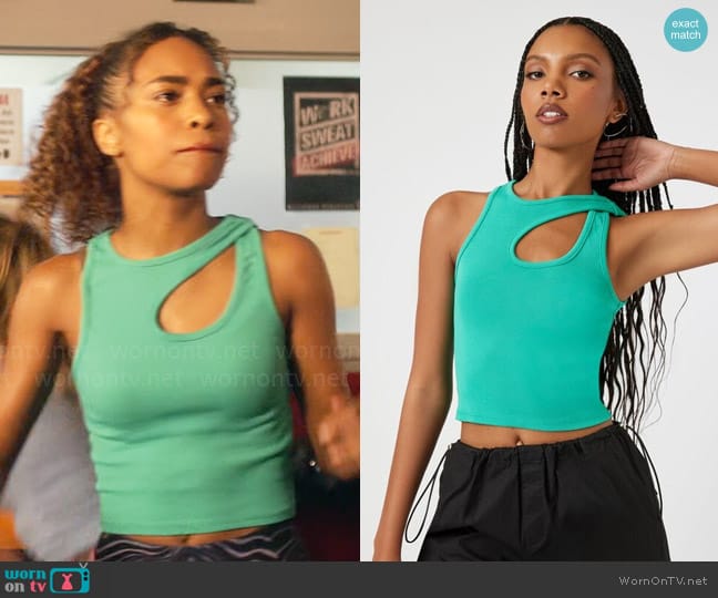 Forever 21 Asymmetrical Cutout Cropped Tank Top worn by Faran Bryant (Zaria) on Pretty Little Liars Original Sin