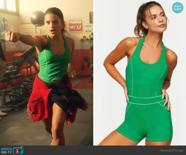 Forever 21 Active Contrast-Trim Romper worn by Noa Olivar (Maia Reficco) on Pretty Little Liars Original Sin