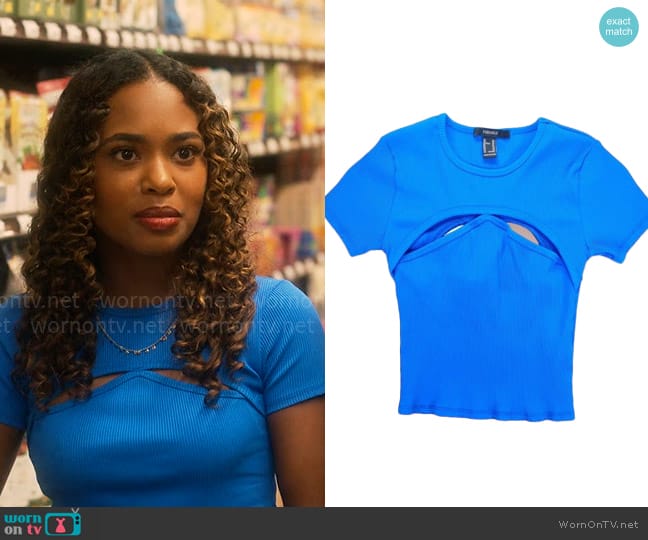 Forever 21 Ribbed Top with Cutouts worn by Faran Bryant (Zaria) on Pretty Little Liars Original Sin