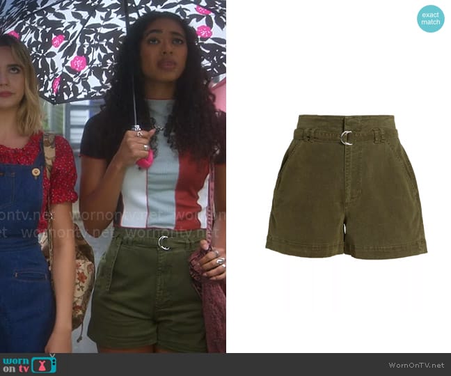 Frame Cinched High-Rise Shorts worn by Tabitha 'Tabby' Hayworth (Chandler Kinney) on Pretty Little Liars Original Sin