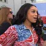 Francesca Amiker’s colorblock floral dress on E! News