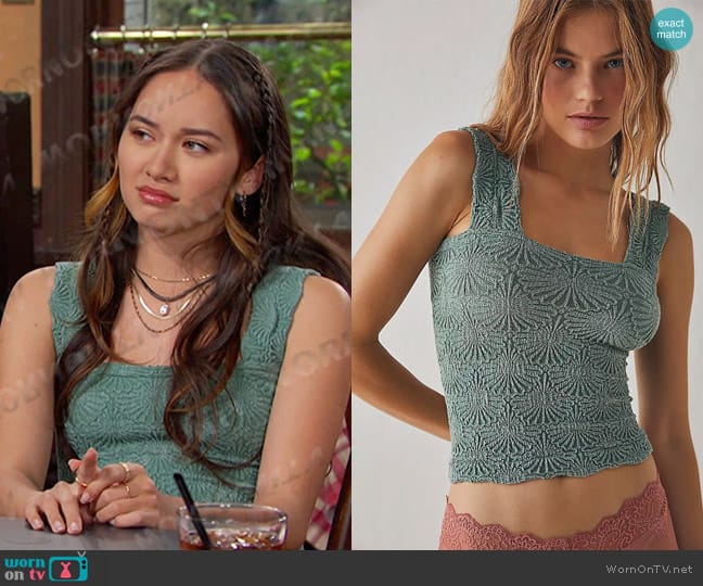 Free People Love Letter Cami in Jaded worn by Sophia (Madelyn Kientz) on Days of our Lives