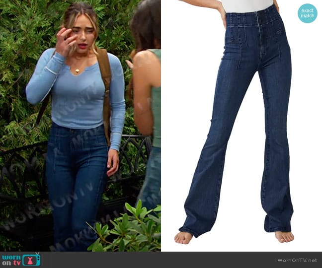 We The Free Jayde Flare Jeans in Night Sky worn by Holly Jonas (Ashley Puzemis) on Days of our Lives