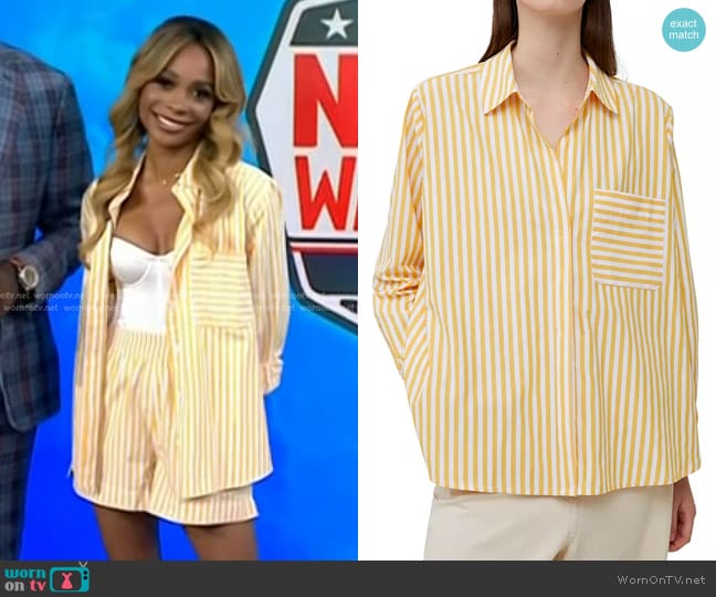 French Connection Relaxed Popover Shirt in Banana worn by Zuri Hall on Today