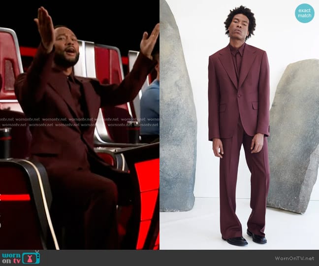 Gabriela Hearst Nicolas Shirt,  Leiva Blazer and Vista Pant worn by John Legend on The Voice