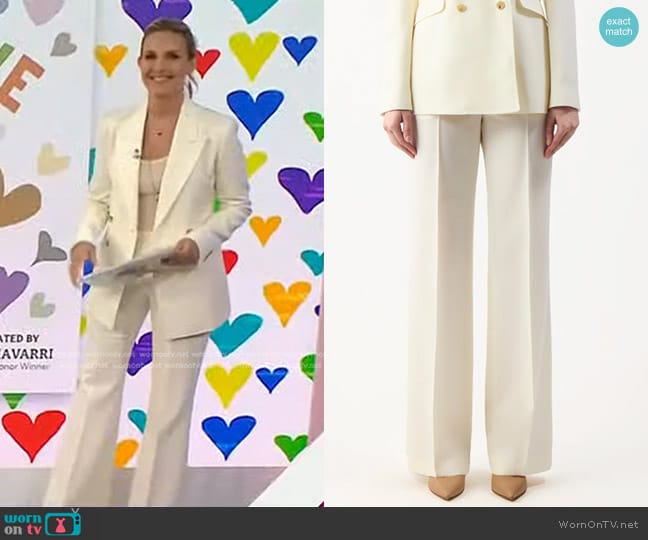 Gabriela Hearst Vesta Pant in Ivory Wool worn by Poppy Harlow on Today