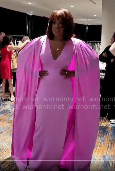 Gayle King's pink cape gown on CBS Mornings