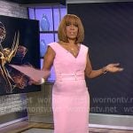 Gayle King’s pink v-neck dress on CBS Mornings