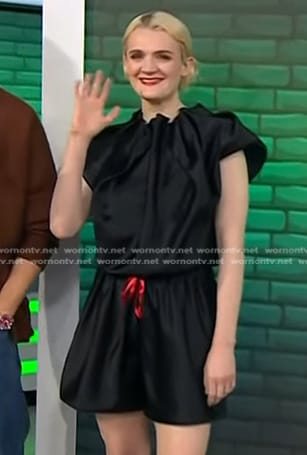 Gayle Rankin's black gathered top and shorts on Today