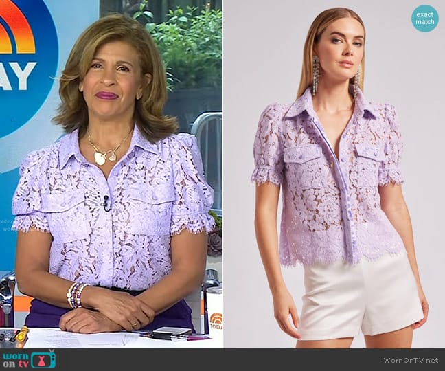 Generation Love Mina Lace Shirt in Lilac worn by Hoda Kotb on Today