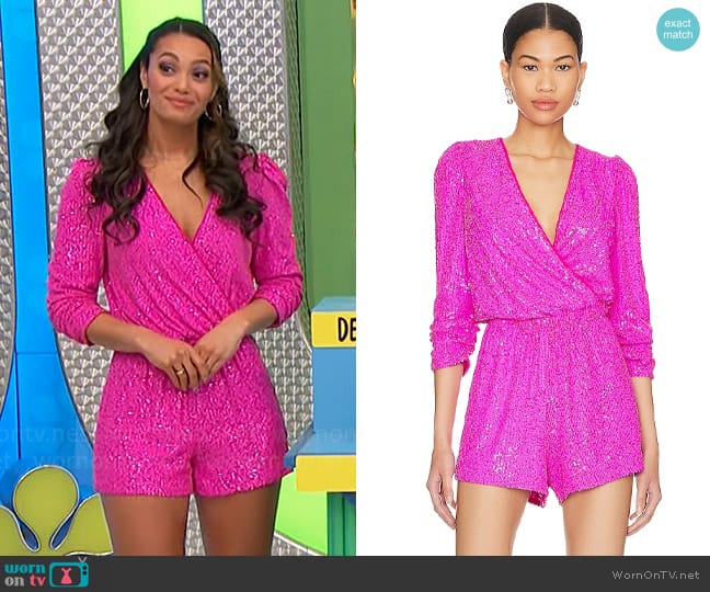 Generation Love Allegra Sequin Romper worn by Alexis Gaube on The Price is Right