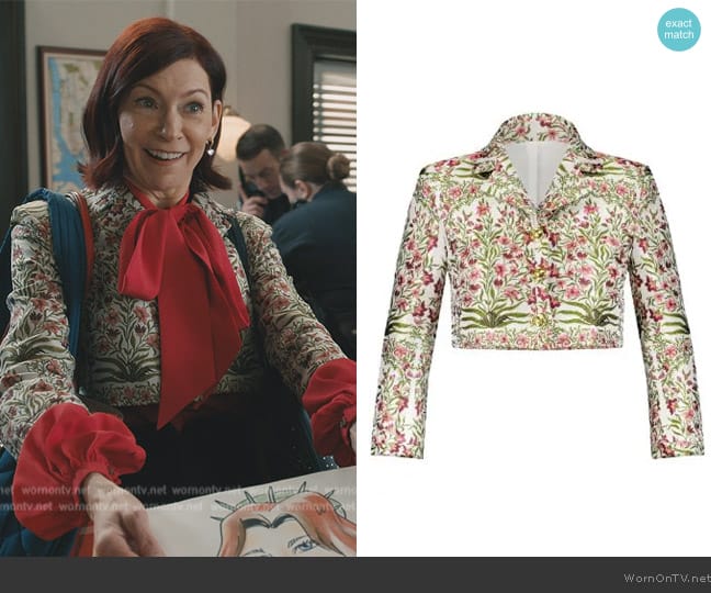 Giambattista Valli floral-jacquard cropped jacket worn by Elsbeth Tascioni (Carrie Preston) on Elsbeth