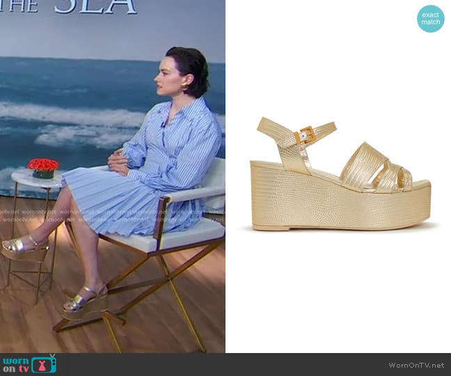 Gina Paisley Sandals in Platinum Tebe worn by Daisy Ridley on Good Morning America