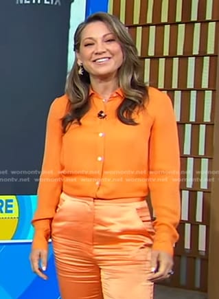 Ginger's orange button down blouse on Good Morning America