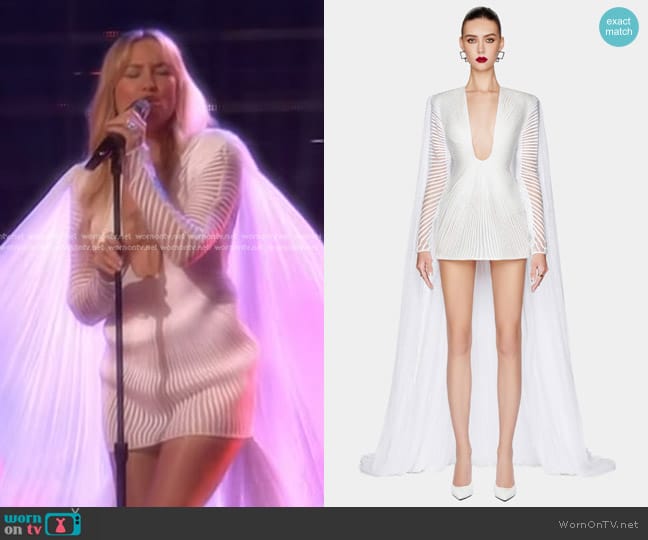 Cong Tri Cape-Detailed Taffeta Mini Dress worn by Kate Hudson on The Voice