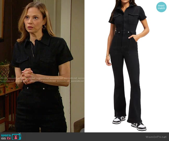 Good American Fit for Success Bootcut Jumpsuit in Black 001 worn by Ava Vitali (Tamara Braun ) on Days of our Lives