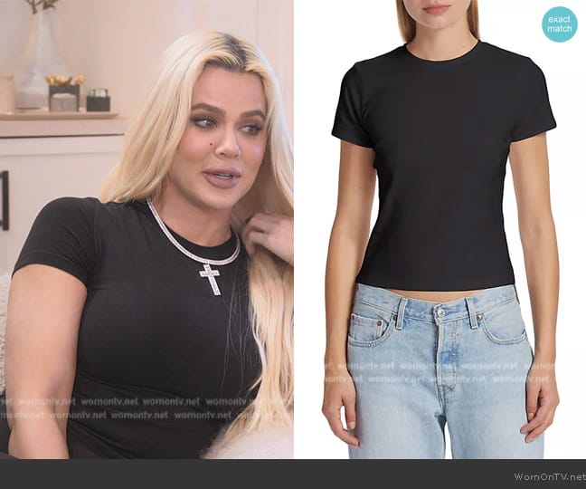 Good American Stretch Cotton Baby Tee worn by Khloe Kardashian (Khloe Kardashian) on The Kardashians