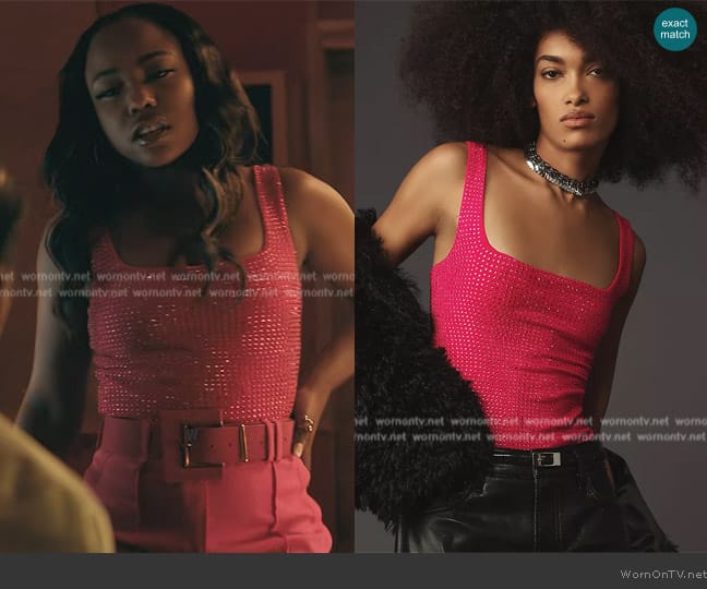 Good American Crystal Modern Tank Bodysuit worn by Jemma St. John (Judae'a) on The Chi