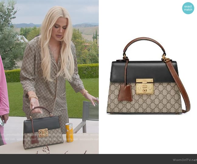 Gucci Padlock GG Supreme top handle bag worn by Khloe Kardashian (Khloe Kardashian) on The Kardashians