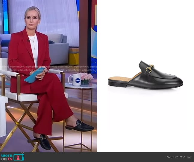 Gucci Princetown Leather Slipper in Black worn by Dr. Jennifer Ashton on Good Morning America