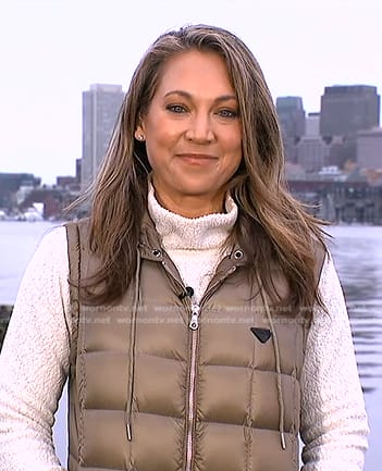 Ginger’s beige puffer vest on Good Morning America