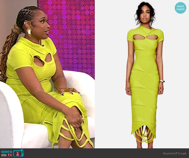 Hanifa Taliah Dress in Chartreuse worn by Jennifer Hudson on CBS Mornings