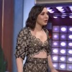 Hannah Marks' floral lace top and skirt on The Kelly Clarkson Show