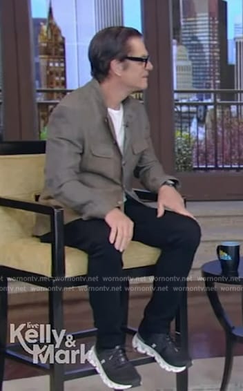 Harry Hamlin's brown jacket and sneakers on Live with Kelly and Mark