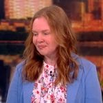 Helen Rebanks’s white floral print blouse on The View