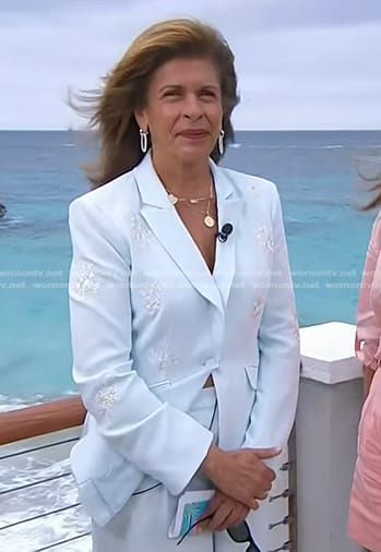 Hoda's light blue embellished blazer and shorts on Today